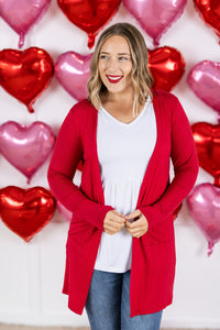 Classic Cardigan - Red-Cardigan-Villari Chic, women's online fashion boutique in Severna, Maryland