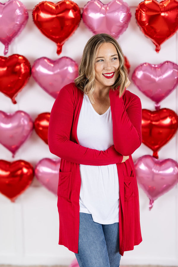 Classic Cardigan - Red-Cardigan-Villari Chic, women's online fashion boutique in Severna, Maryland