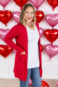 Classic Cardigan - Red-Cardigan-Villari Chic, women's online fashion boutique in Severna, Maryland