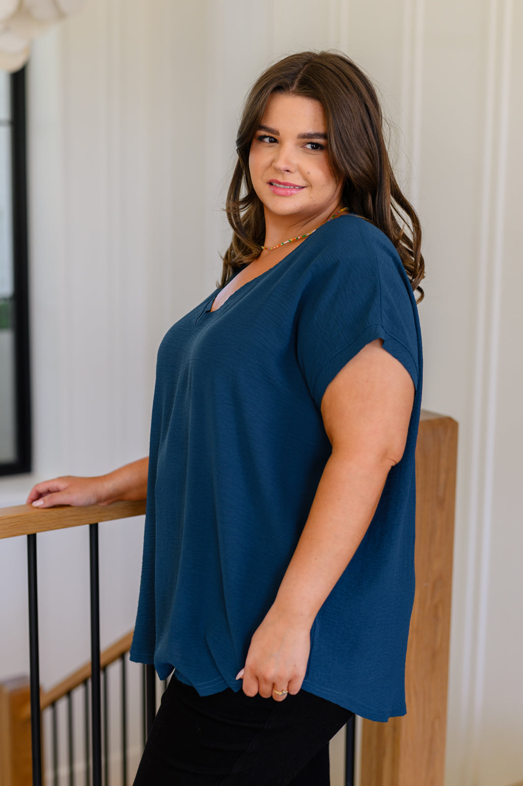 Very Much Needed V-Neck Top in Teal-Tops-Villari Chic, women's online fashion boutique in Severna, Maryland