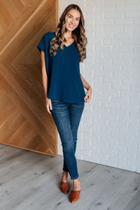 Very Much Needed V-Neck Top in Teal-Tops-Villari Chic, women's online fashion boutique in Severna, Maryland