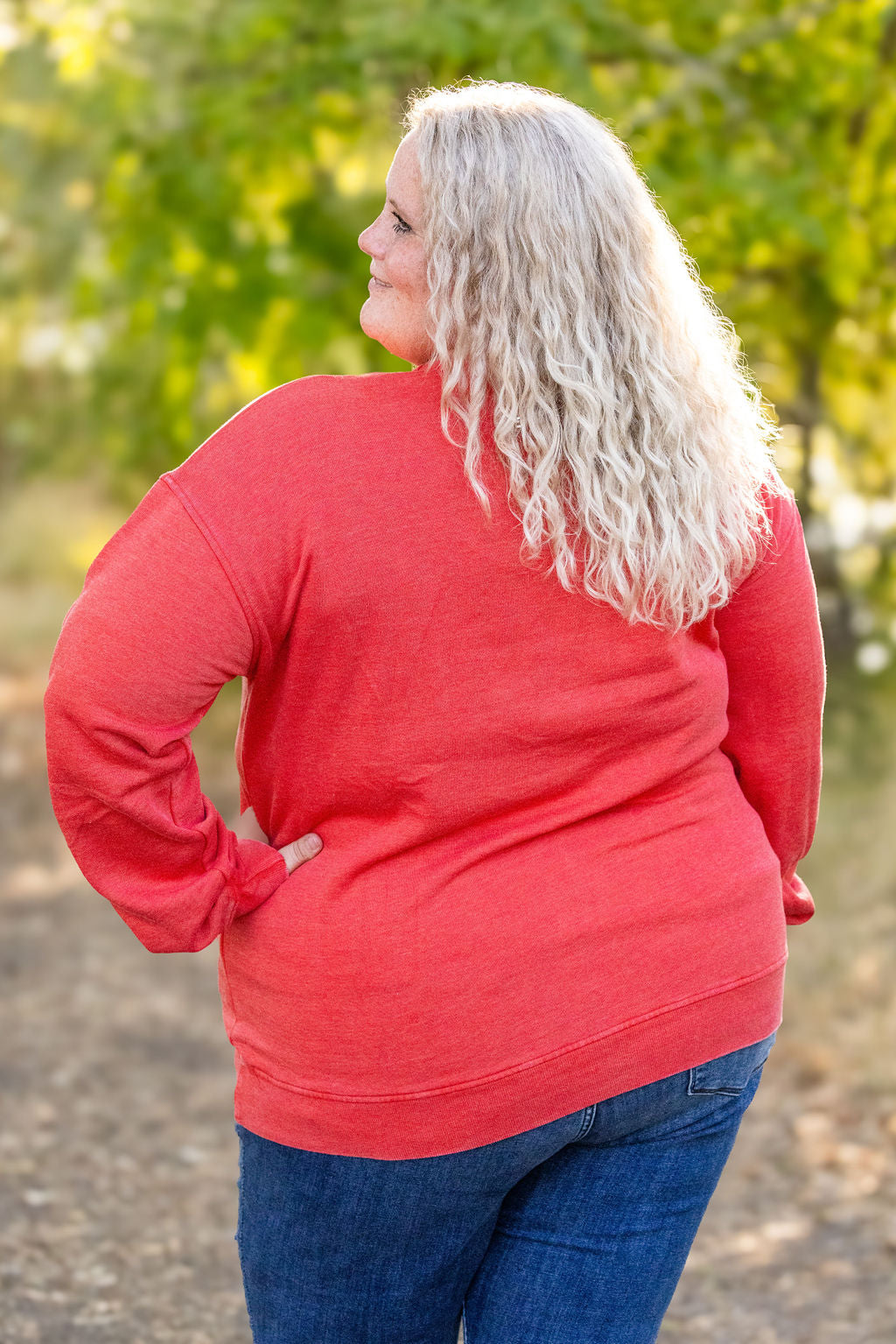 Vintage Wash Pocket Pullover - Red-clothing-Villari Chic, women's online fashion boutique in Severna, Maryland