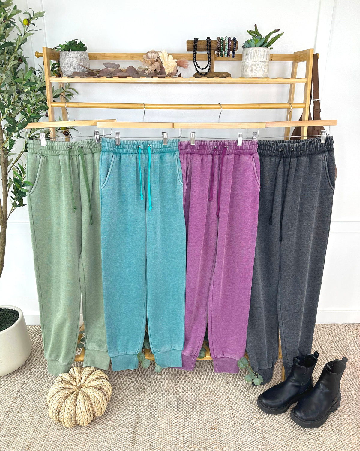 Vintage Wash Joggers - Olive-bottoms-Villari Chic, women's online fashion boutique in Severna, Maryland