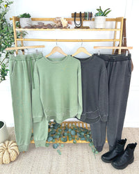 Vintage Wash Joggers - Olive-bottoms-Villari Chic, women's online fashion boutique in Severna, Maryland
