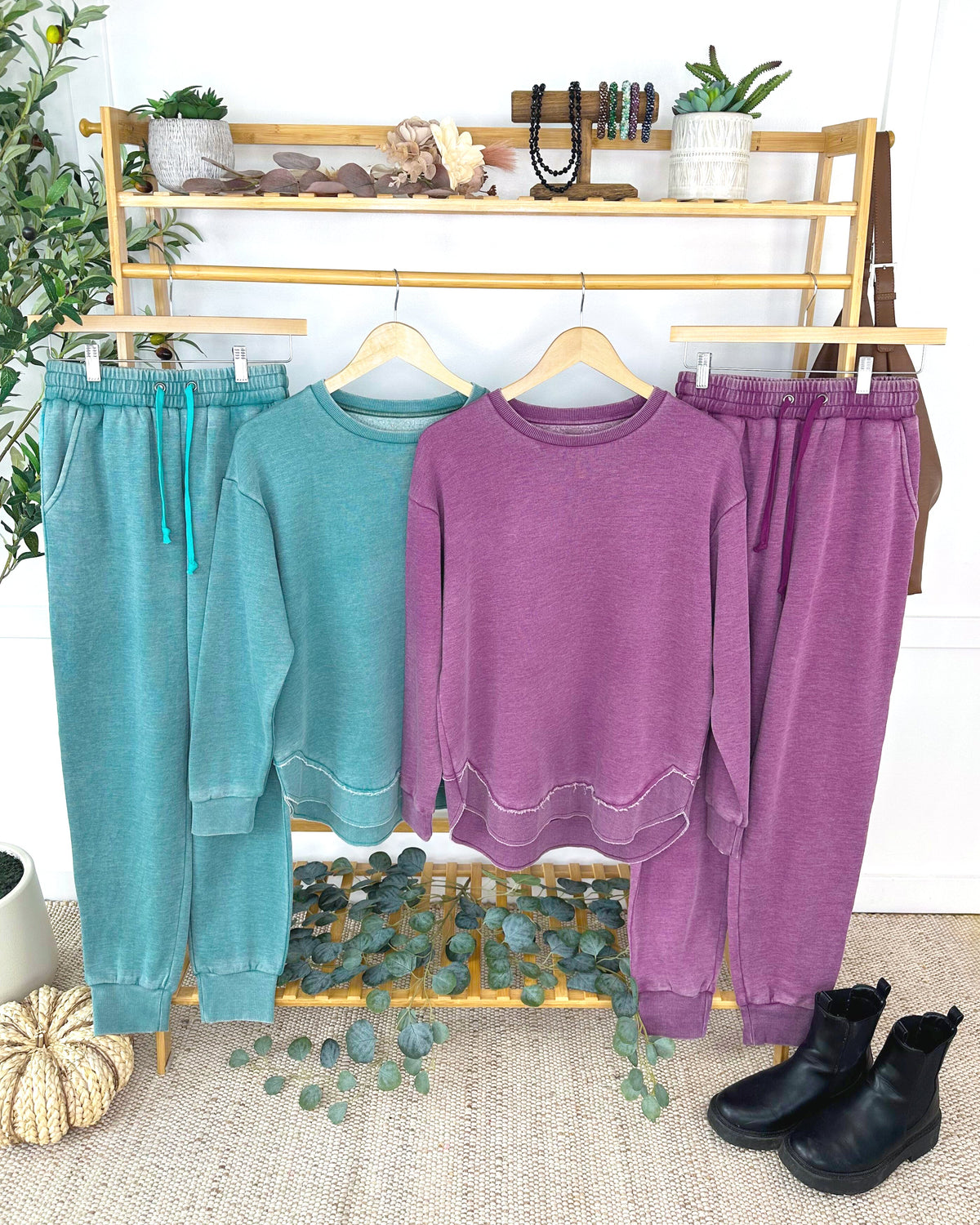 Vintage Wash Joggers - Teal-bottoms-Villari Chic, women's online fashion boutique in Severna, Maryland