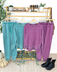 Vintage Wash Joggers - Teal-bottoms-Villari Chic, women's online fashion boutique in Severna, Maryland