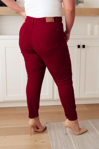 High-Rise Tummy Control Skinny Jeans in Scarlet-Womens-Villari Chic, women's online fashion boutique in Severna, Maryland