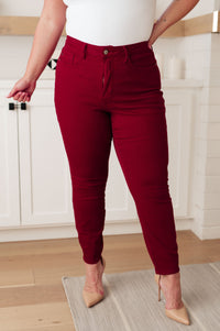 High-Rise Tummy Control Skinny Jeans in Scarlet-Womens-Villari Chic, women's online fashion boutique in Severna, Maryland