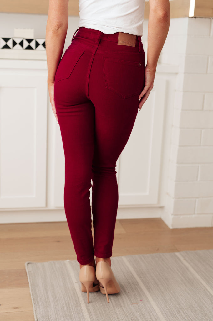 High-Rise Tummy Control Skinny Jeans in Scarlet-Womens-Villari Chic, women's online fashion boutique in Severna, Maryland