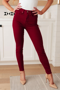 High-Rise Tummy Control Skinny Jeans in Scarlet-Womens-Villari Chic, women's online fashion boutique in Severna, Maryland