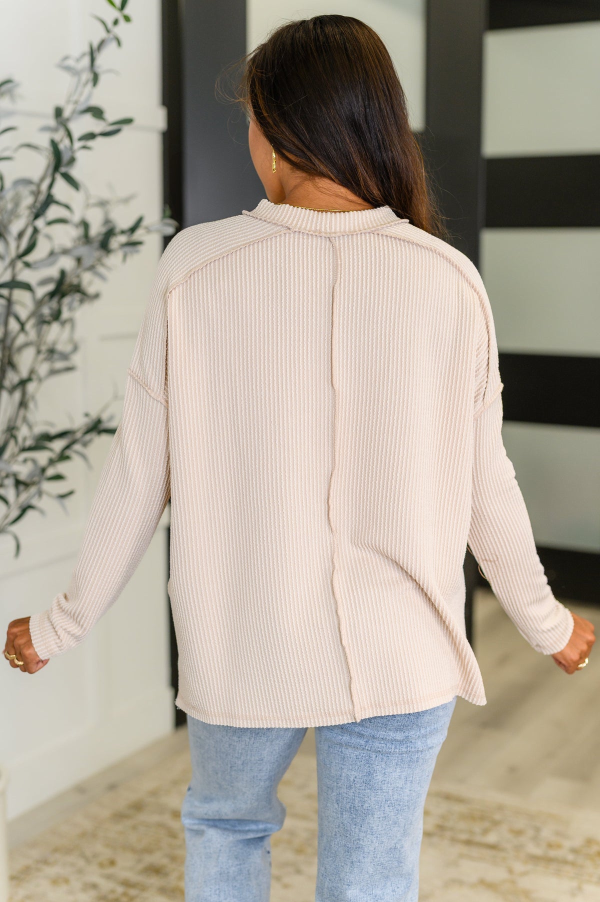 Wander & Rest Cable Ribbed Knit Drop Shoulder Top in Sand Beige-Womens-Villari Chic, women's online fashion boutique in Severna, Maryland