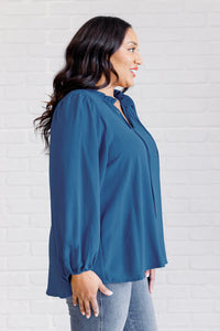 We Believe Keyhole Tie Detail Blouse-Blouses-Villari Chic, women's online fashion boutique in Severna, Maryland