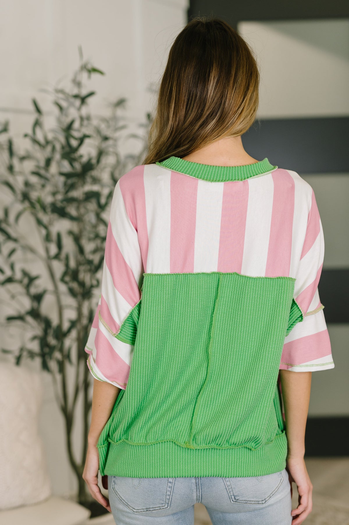 What's a Girl to Do Contrast Trim Relaxed Top-Womens-Villari Chic, women's online fashion boutique in Severna, Maryland