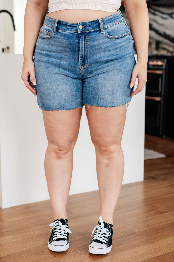 Judy Blue High-Rise Cut-Off Shorts in Light Wash-Womens-Villari Chic, women's online fashion boutique in Severna, Maryland