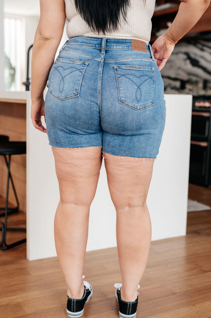 Judy Blue High-Rise Cut-Off Shorts in Light Wash-Womens-Villari Chic, women's online fashion boutique in Severna, Maryland