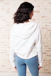 Working Up A Sweat Hooded Pullover in Off White-Athleisure-Villari Chic, women's online fashion boutique in Severna, Maryland