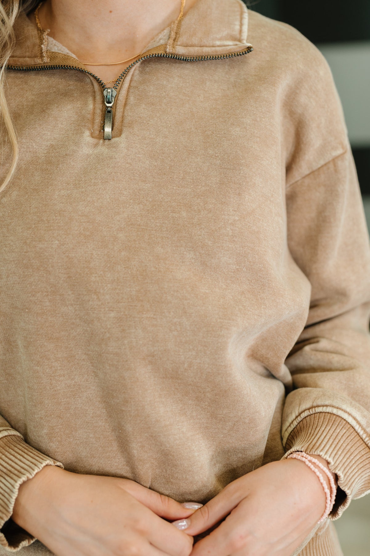 You Should Know Half Zip Pullover in Deep Camel-Womens-Villari Chic, women's online fashion boutique in Severna, Maryland