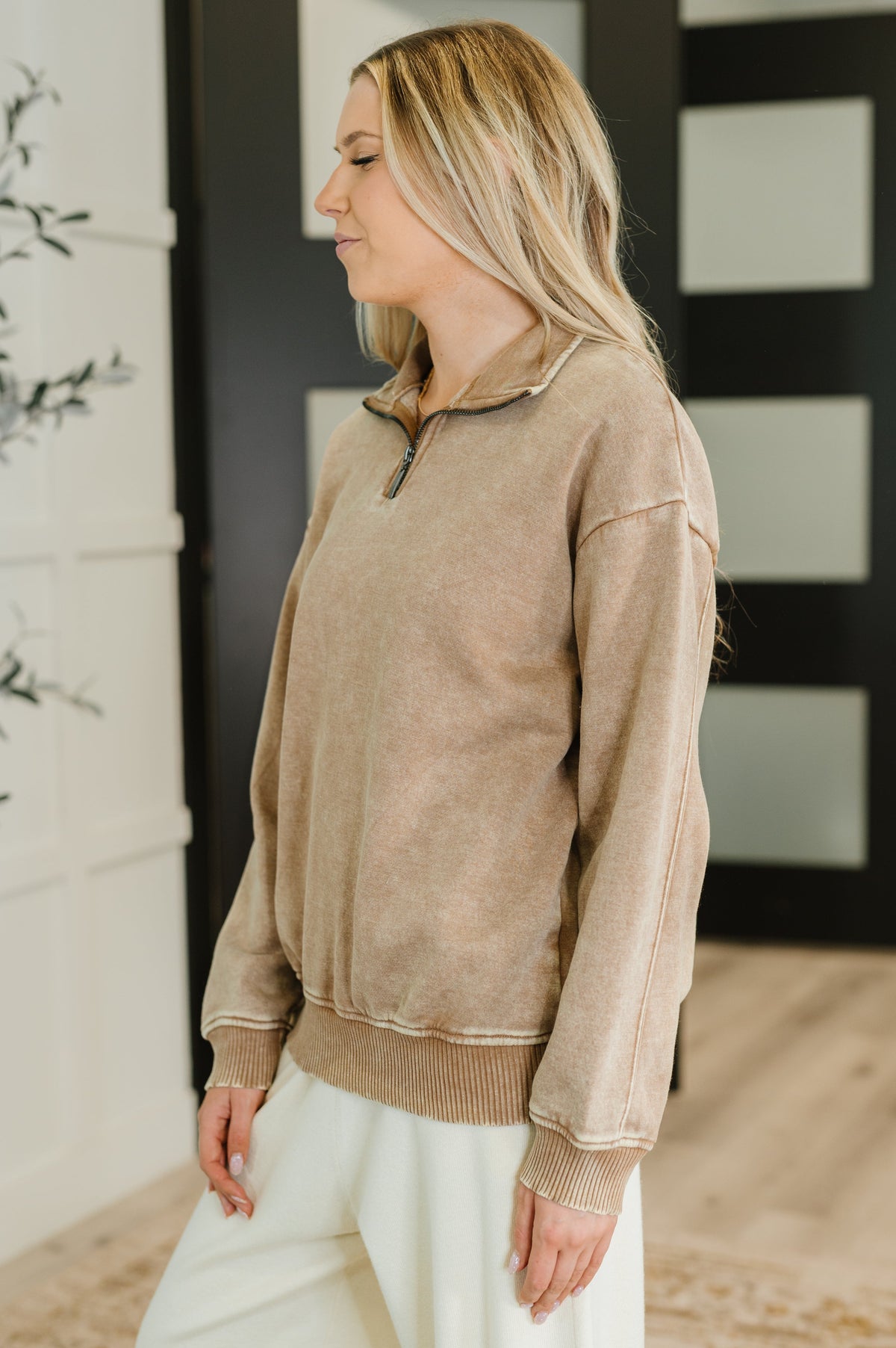 You Should Know Half Zip Pullover in Deep Camel-Womens-Villari Chic, women's online fashion boutique in Severna, Maryland