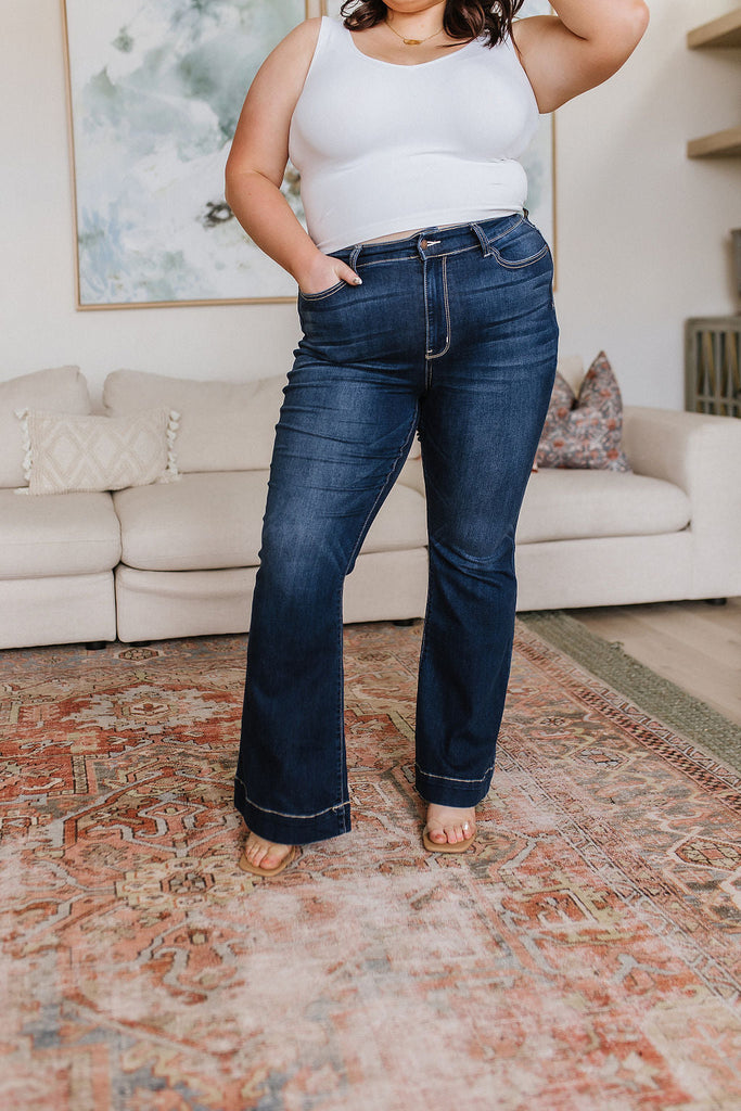 Judy Blue Non-Distressed Dark Wash Flare Jeans-Womens-Villari Chic, women's online fashion boutique in Severna, Maryland