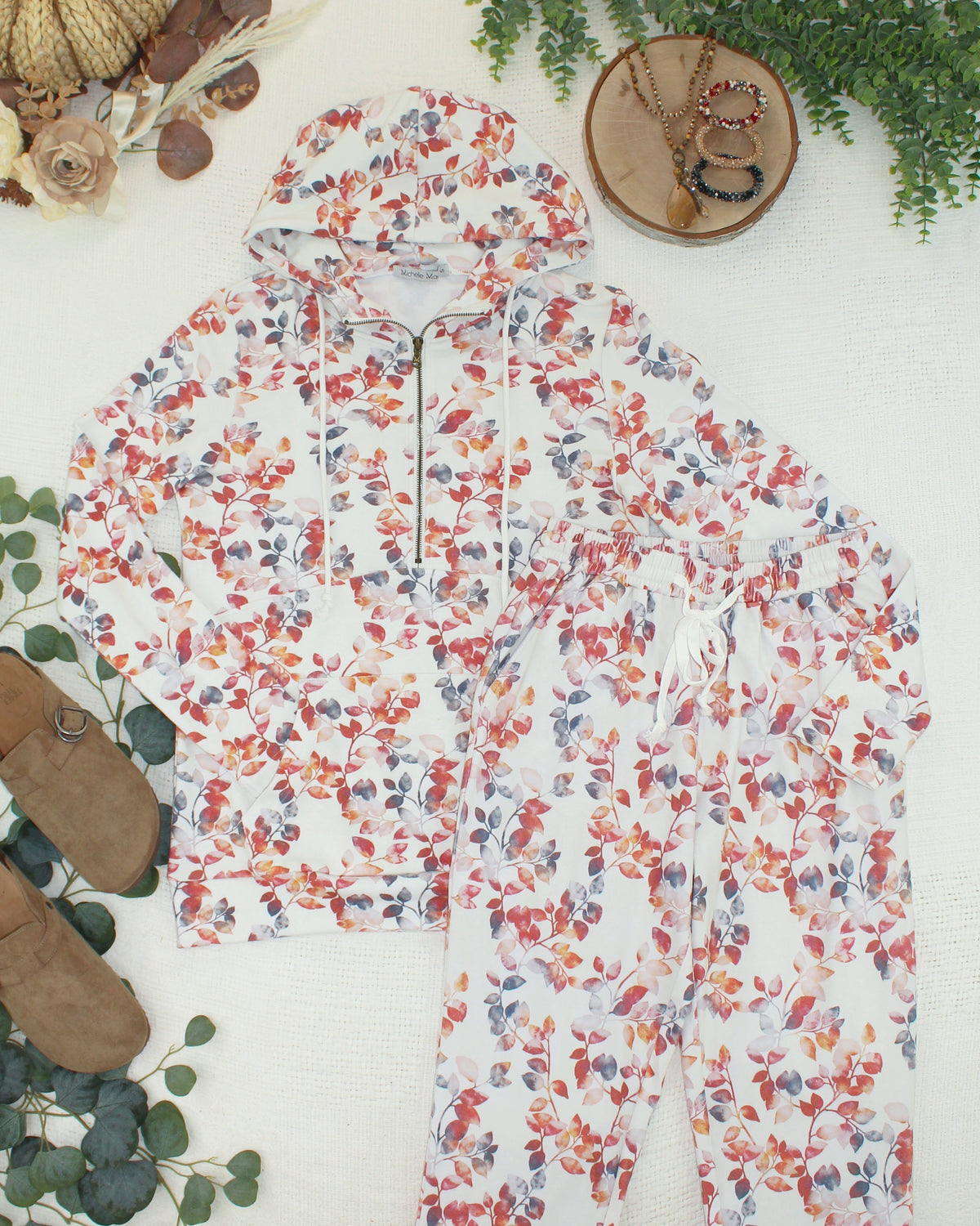 HalfZip Hoodie - Autumn Watercolor-Hoodie-Villari Chic, women's online fashion boutique in Severna, Maryland