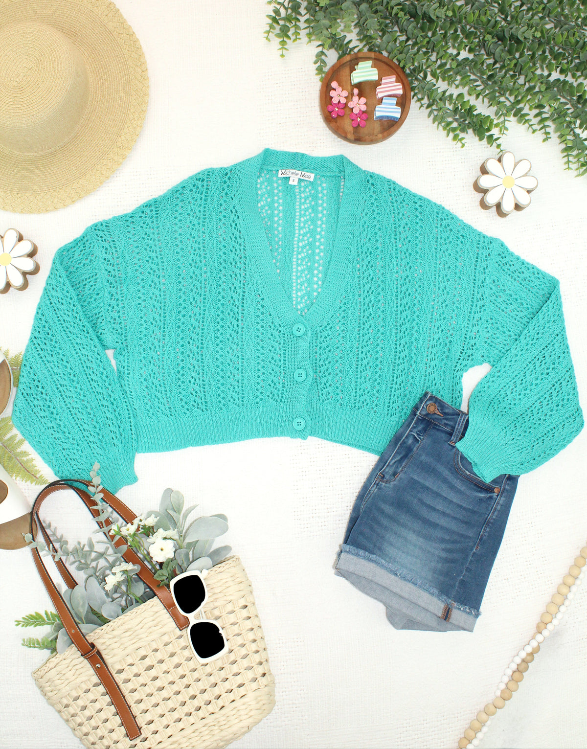 Callie Cropped Cardigan - Aqua-Cardigan-Villari Chic, women's online fashion boutique in Severna, Maryland
