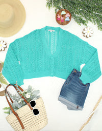 Callie Cropped Cardigan - Aqua-Cardigan-Villari Chic, women's online fashion boutique in Severna, Maryland