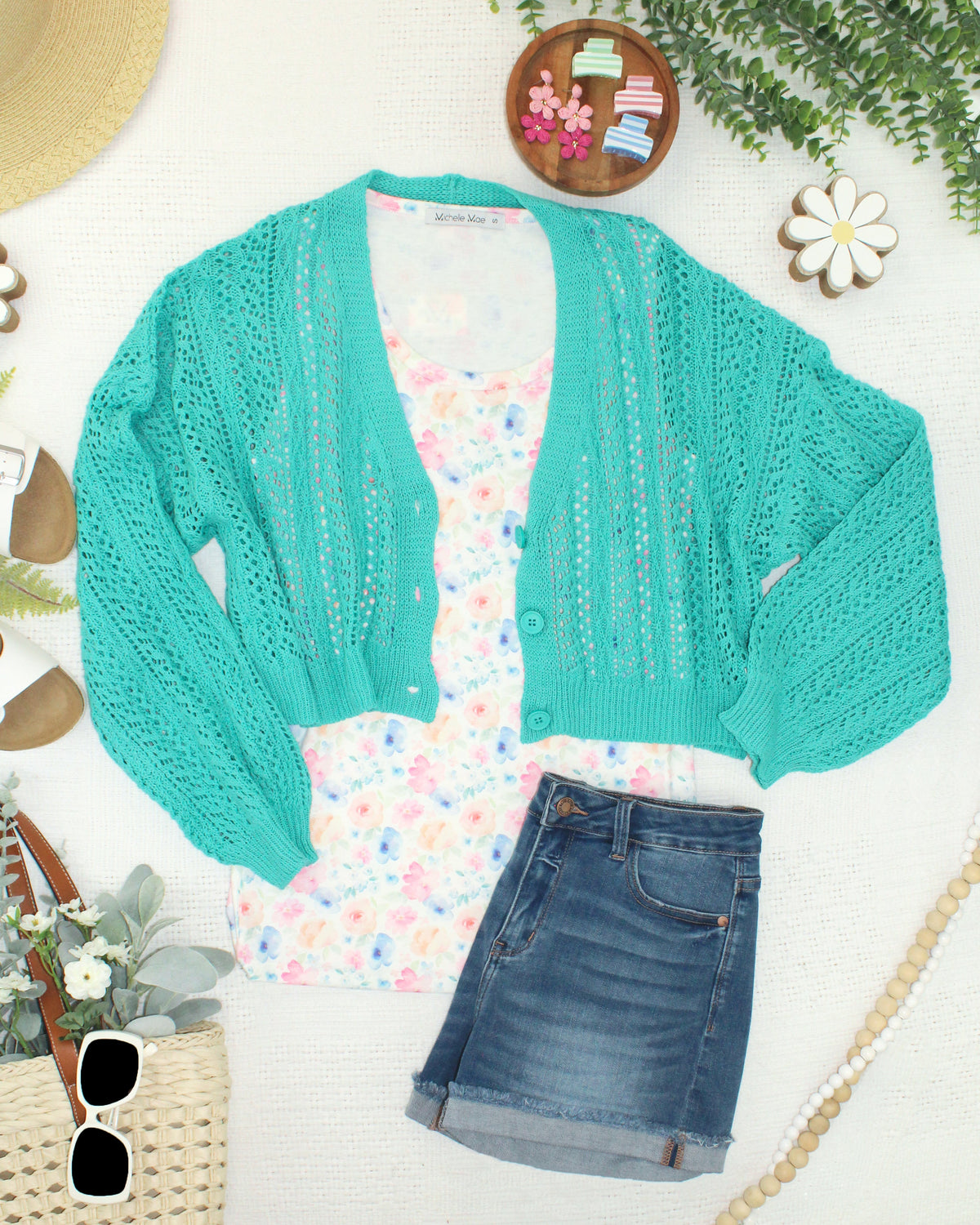 Callie Cropped Cardigan - Aqua-Cardigan-Villari Chic, women's online fashion boutique in Severna, Maryland