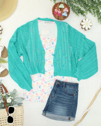 Callie Cropped Cardigan - Aqua-Cardigan-Villari Chic, women's online fashion boutique in Severna, Maryland