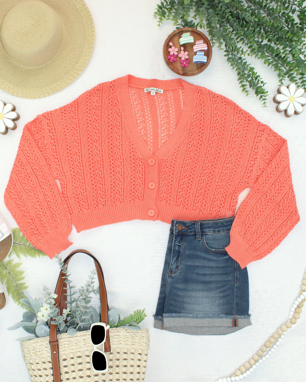 Callie Cropped Cardigan - Melon-Cardigan-Villari Chic, women's online fashion boutique in Severna, Maryland