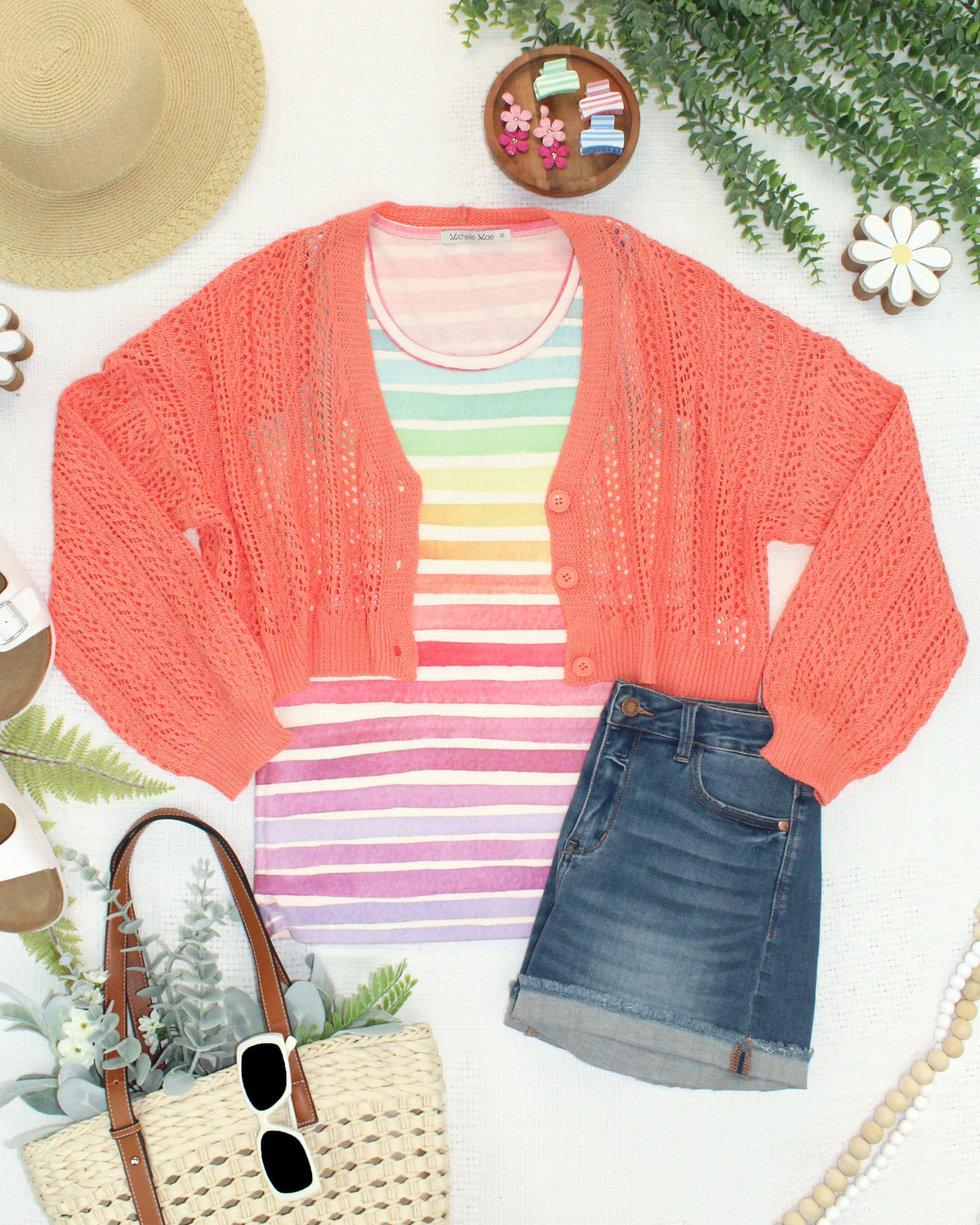 Callie Cropped Cardigan - Melon-Cardigan-Villari Chic, women's online fashion boutique in Severna, Maryland
