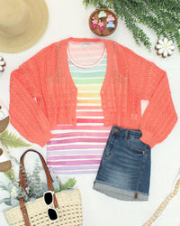 Callie Cropped Cardigan - Melon-Cardigan-Villari Chic, women's online fashion boutique in Severna, Maryland
