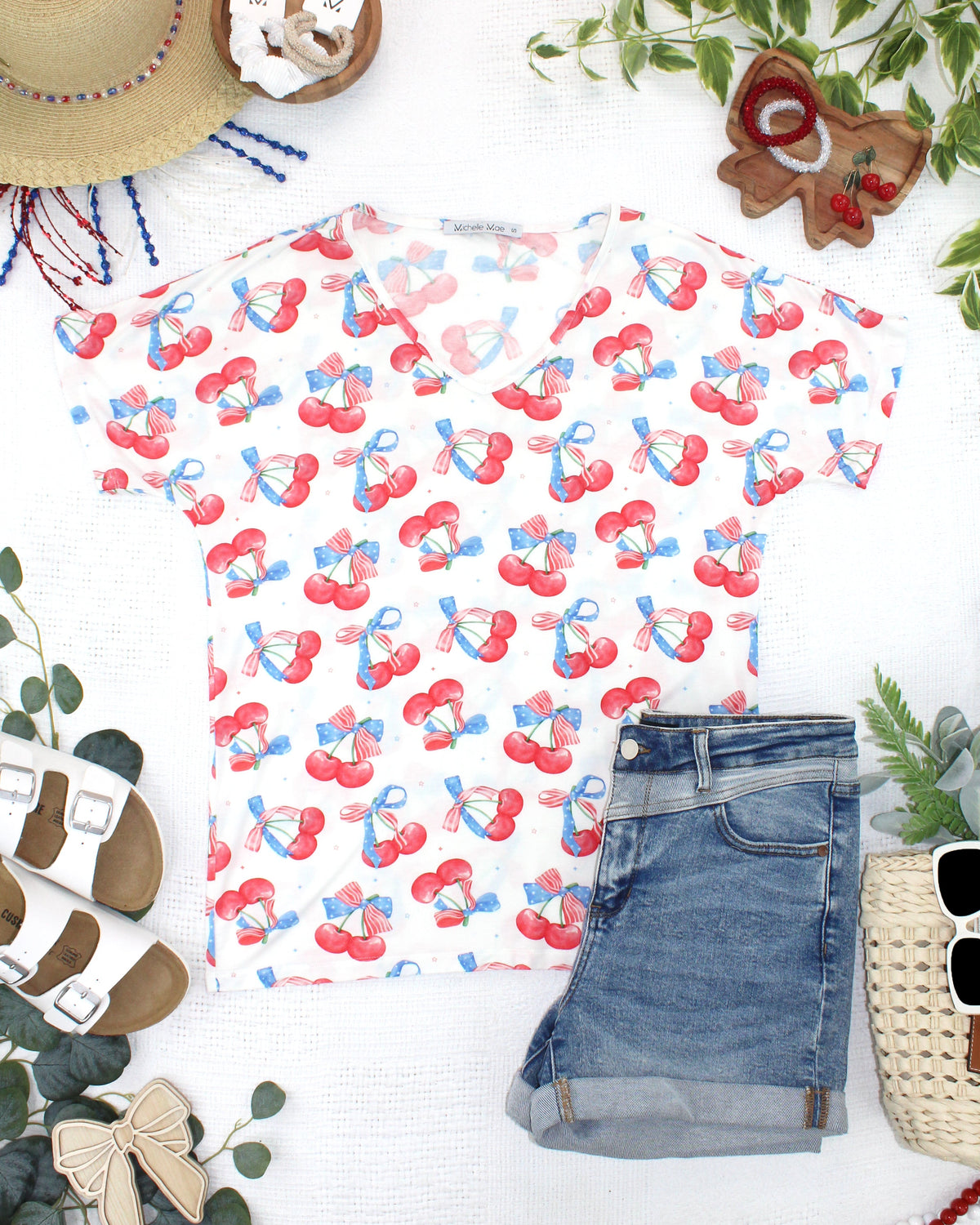 Chloe Cozy Top - Patriotic Cherries-Tops-Villari Chic, women's online fashion boutique in Severna, Maryland