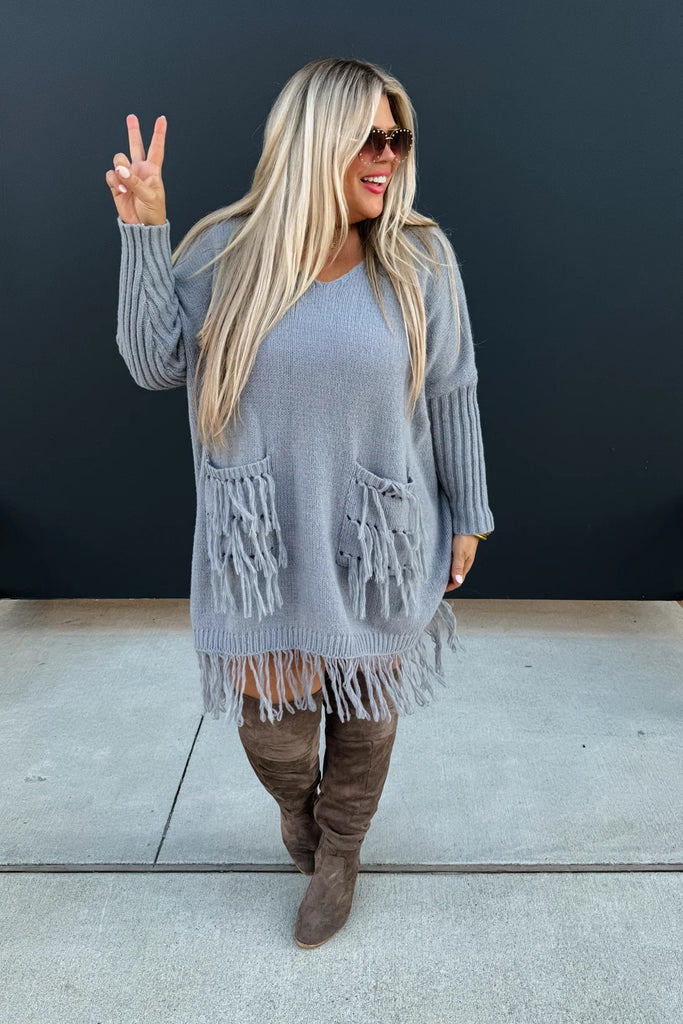 PREORDER: Isla Fringe Sweater Tunic - 3 Colors!-Villari Chic, women's online fashion boutique in Severna, Maryland