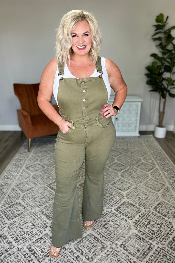Judy Blue Control Top Overalls in Olive-Womens-Villari Chic, women's online fashion boutique in Severna, Maryland
