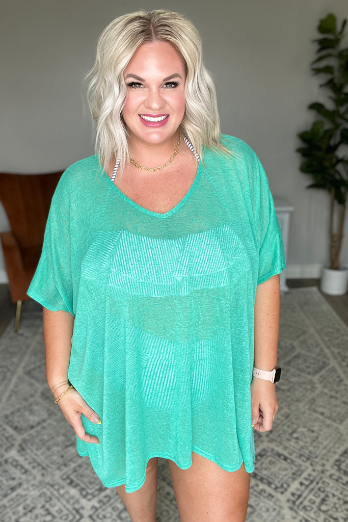 Warm Days, Cool Nights Top in Turquoise-Womens-Villari Chic, women's online fashion boutique in Severna, Maryland
