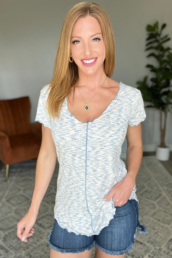 Count Me In Cap Sleeve Top in Heathered Light Blue-Womens-Villari Chic, women's online fashion boutique in Severna, Maryland