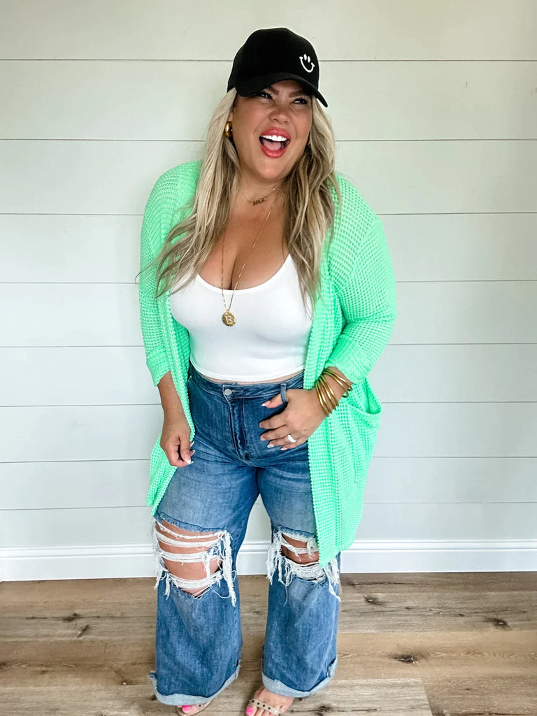 PREORDER EXTRAS: Lola Lightweight Waffle-Knit Cardigan in Summer Colors - PLUS SIZE AVAILABLE-Villari Chic, women's online fashion boutique in Severna, Maryland