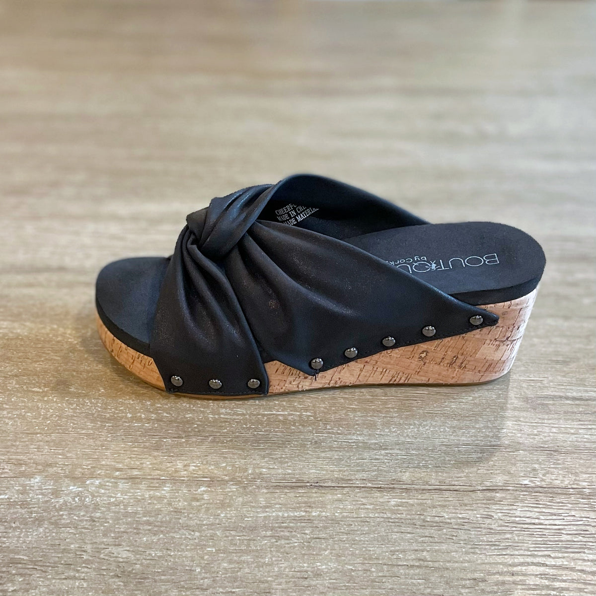 Corky's Cheerful Wedge in Black Metallic-Villari Chic, women's online fashion boutique in Severna, Maryland