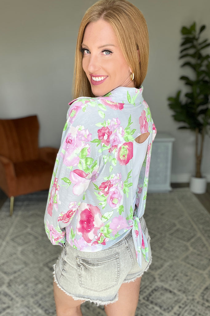 Thinking On It Open-Back Button-Up Floral Top-Womens-Villari Chic, women's online fashion boutique in Severna, Maryland
