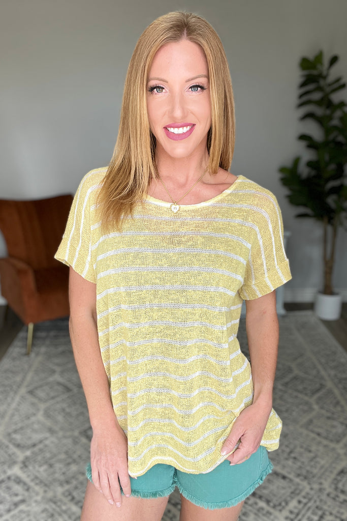 Simply Sweet Striped Top in Yellow-Womens-Villari Chic, women's online fashion boutique in Severna, Maryland
