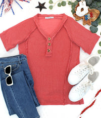 Juliette Button Top - Red-Tops-Villari Chic, women's online fashion boutique in Severna, Maryland