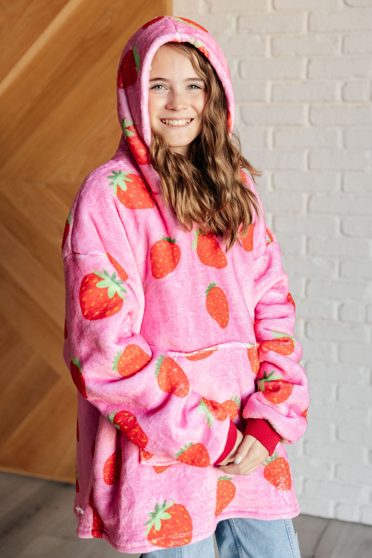 Kids Oversized Hoodie Blanket in Strawberry-Layers-Villari Chic, women's online fashion boutique in Severna, Maryland