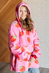 Kids Oversized Hoodie Blanket in Strawberry-Layers-Villari Chic, women's online fashion boutique in Severna, Maryland