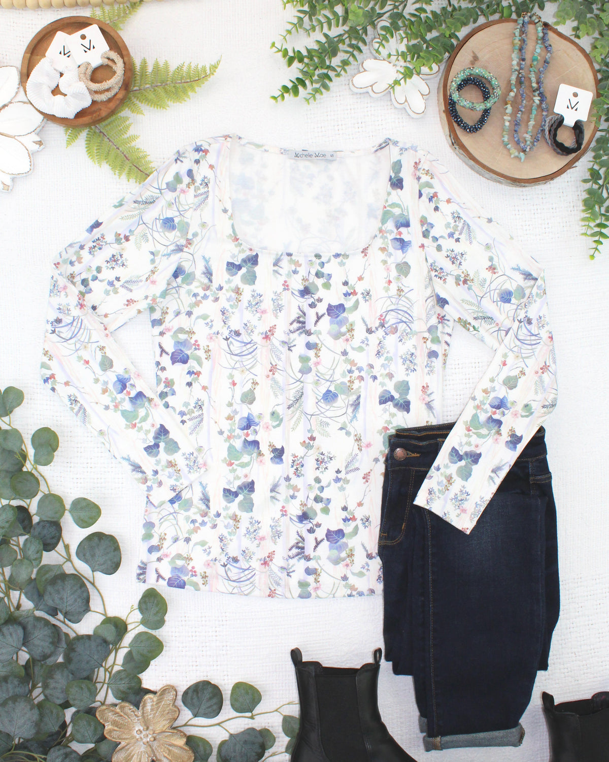 Alyssa Long Sleeve Top - Olive Meadow-Tops-Villari Chic, women's online fashion boutique in Severna, Maryland