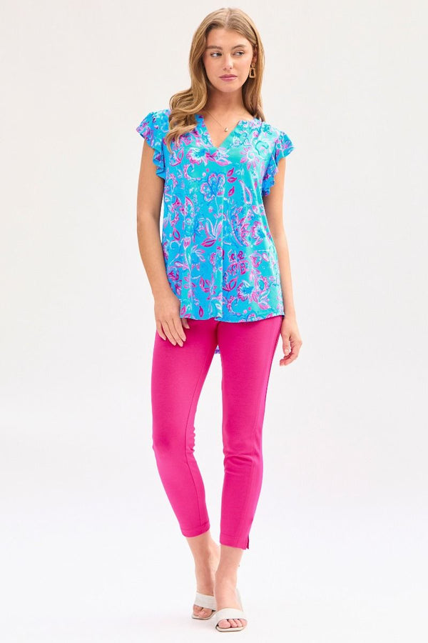 Dear Scarlett Lizzy Flutter Sleeve Top in Royal Blue-Womens-Villari Chic, women's online fashion boutique in Severna, Maryland