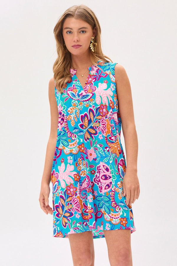 Dear Scarlett Lizzy Tank Dress in Blue-Womens-Villari Chic, women's online fashion boutique in Severna, Maryland
