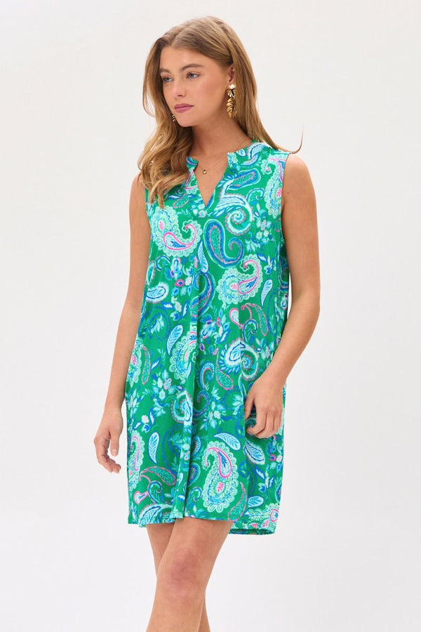 Dear Scarlett Lizzy Tank Dress in Emerald/Blue-Womens-Villari Chic, women's online fashion boutique in Severna, Maryland