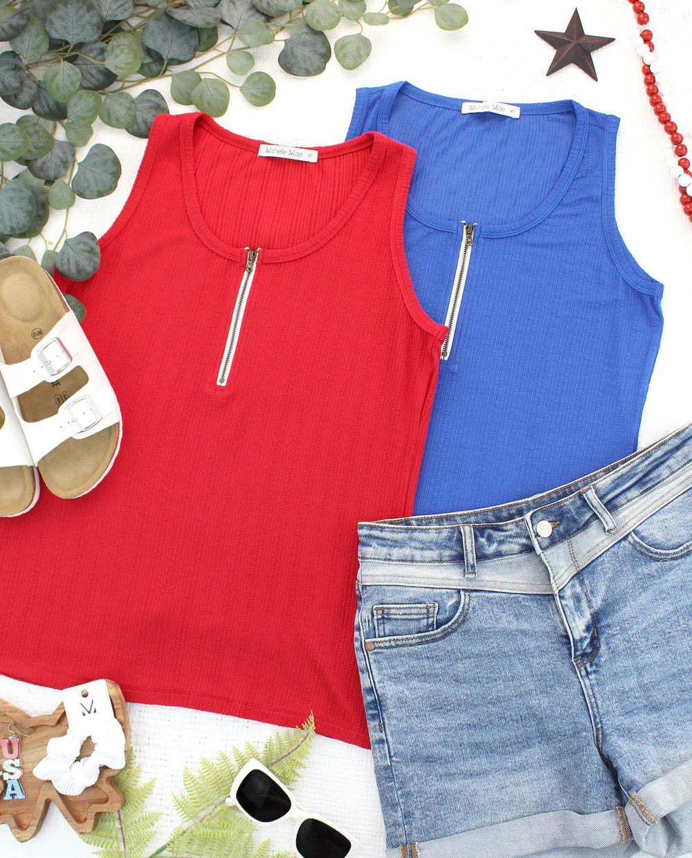 Mila Zipper Tank - Red-clothing-Villari Chic, women's online fashion boutique in Severna, Maryland