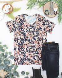 Sophie Top - Navy Autumn Petals-Shirts-Villari Chic, women's online fashion boutique in Severna, Maryland