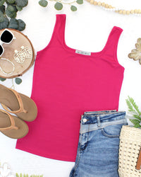 Rachel Ribbed Tank - Hot Pink-tank-Villari Chic, women's online fashion boutique in Severna, Maryland